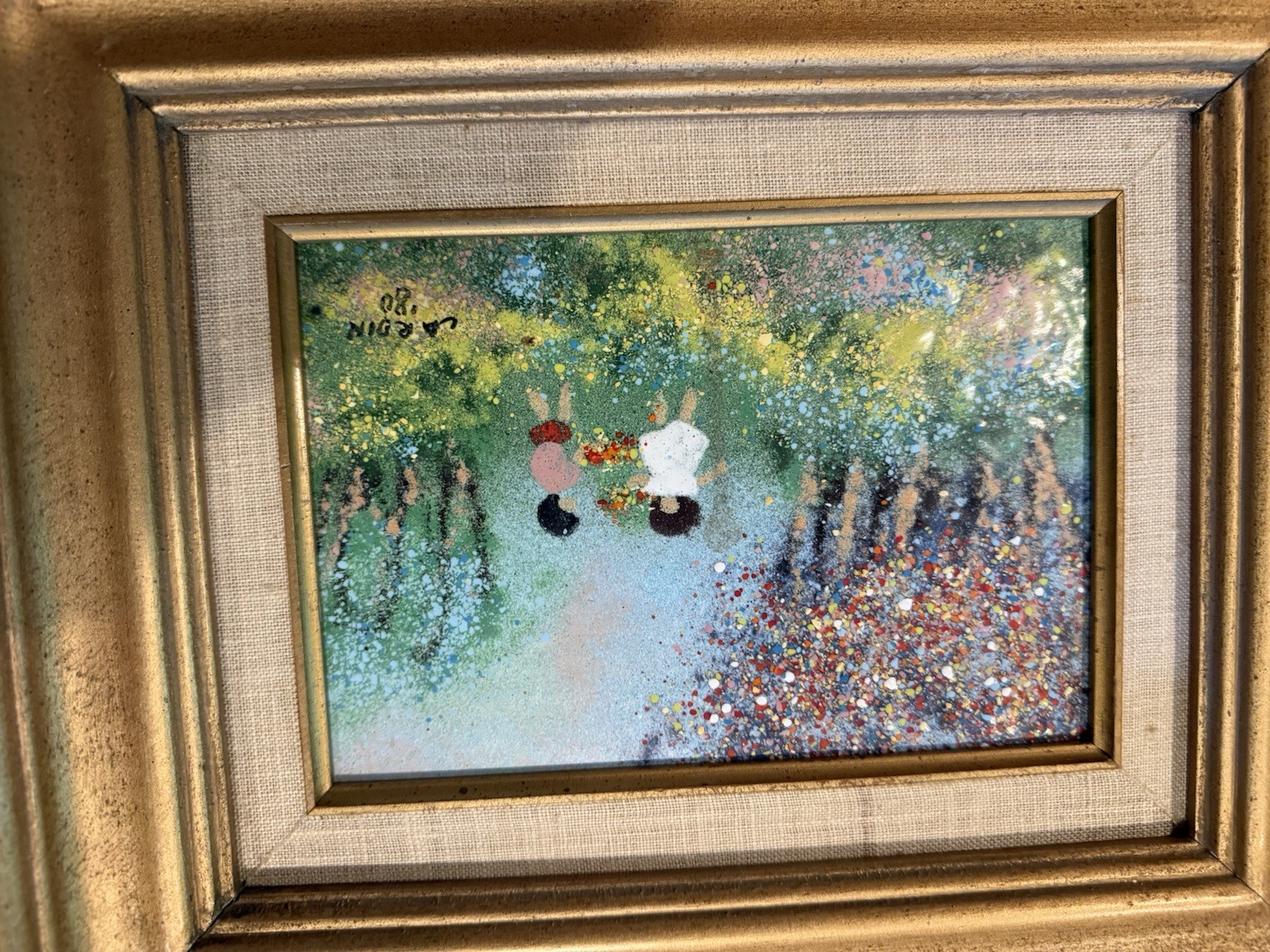 Louis Cardin 1978 Original Enamel On Copper Painting