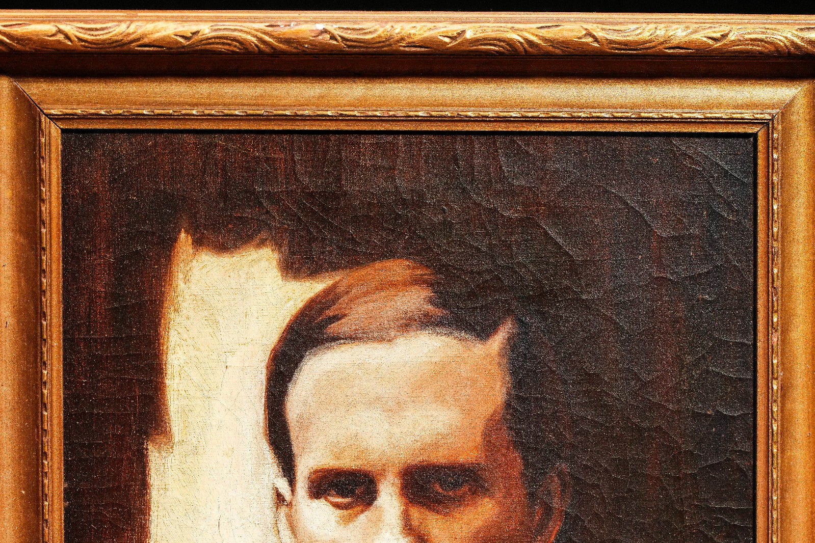 Formal Portrait Antique Framed Oil Painting Man in Tuxedo Fashion
