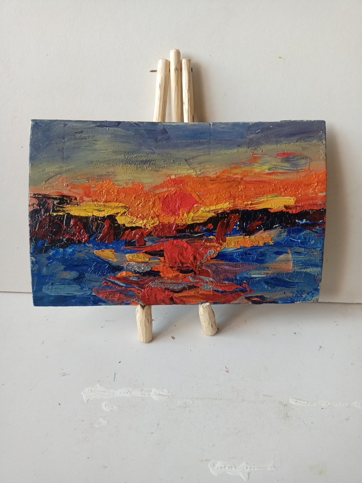 Evening Impasto Painting Original Art Impression Oil Painting 6 x 9 in