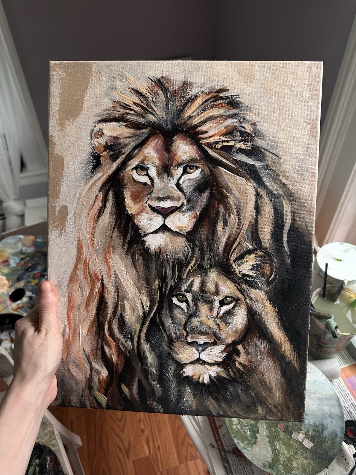Original Painting Acrylic Lions