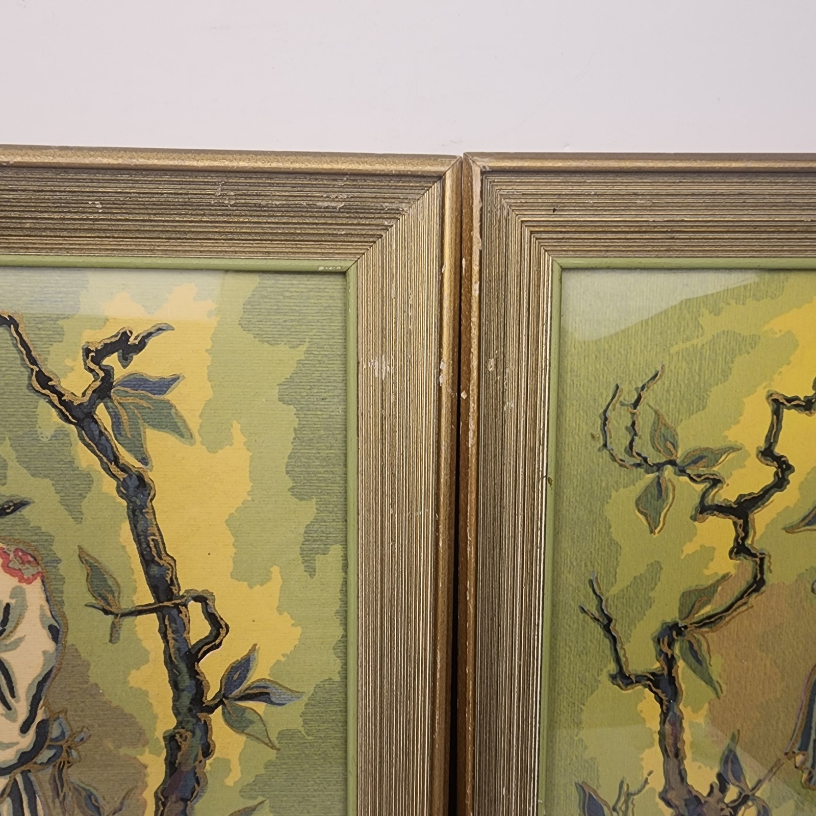 Vintage «Kiyo» Signed Pair Of MCM WC Paintings Japanese Lady & Man With Frames