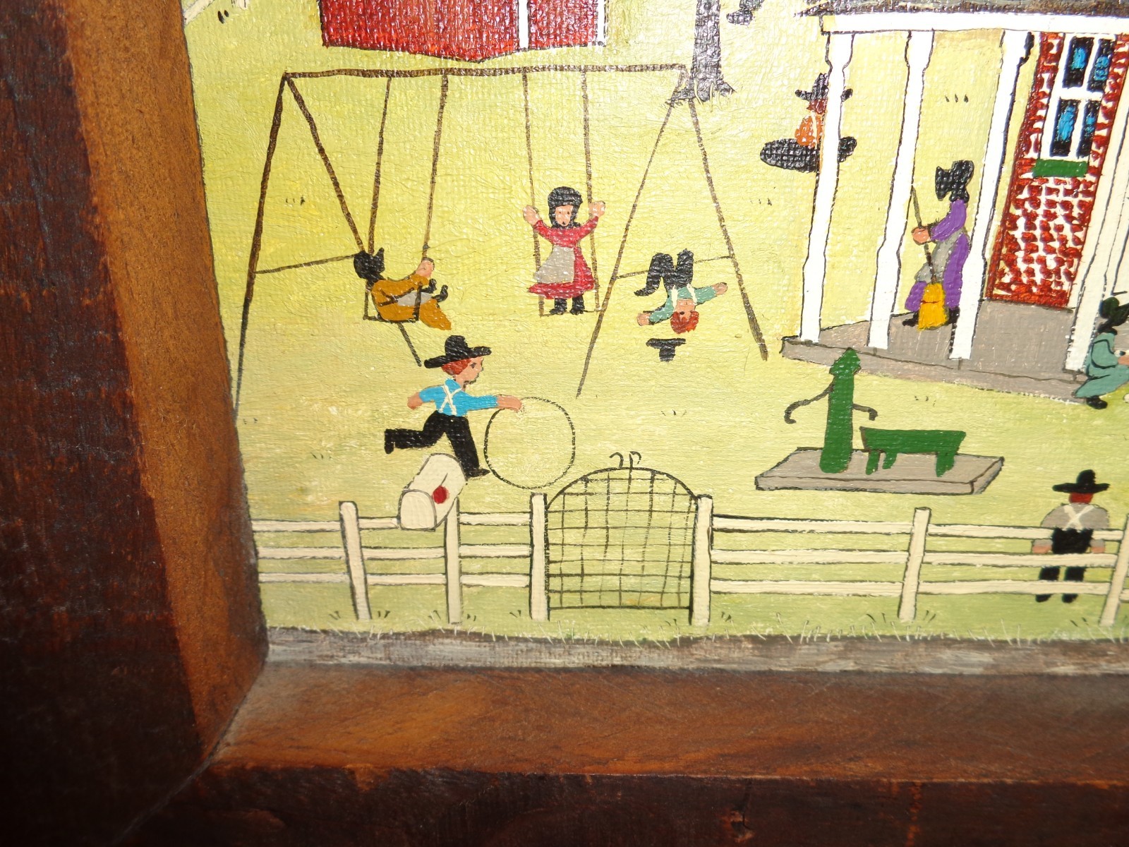 Dolores Hackenberger Oil on Board Amish One Room School House, Signed