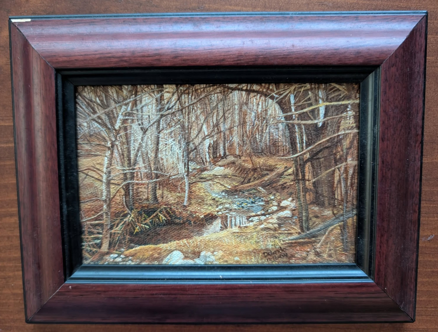 Original Painting Impressionist Landscape Forest Tree Signed 9 X 7″