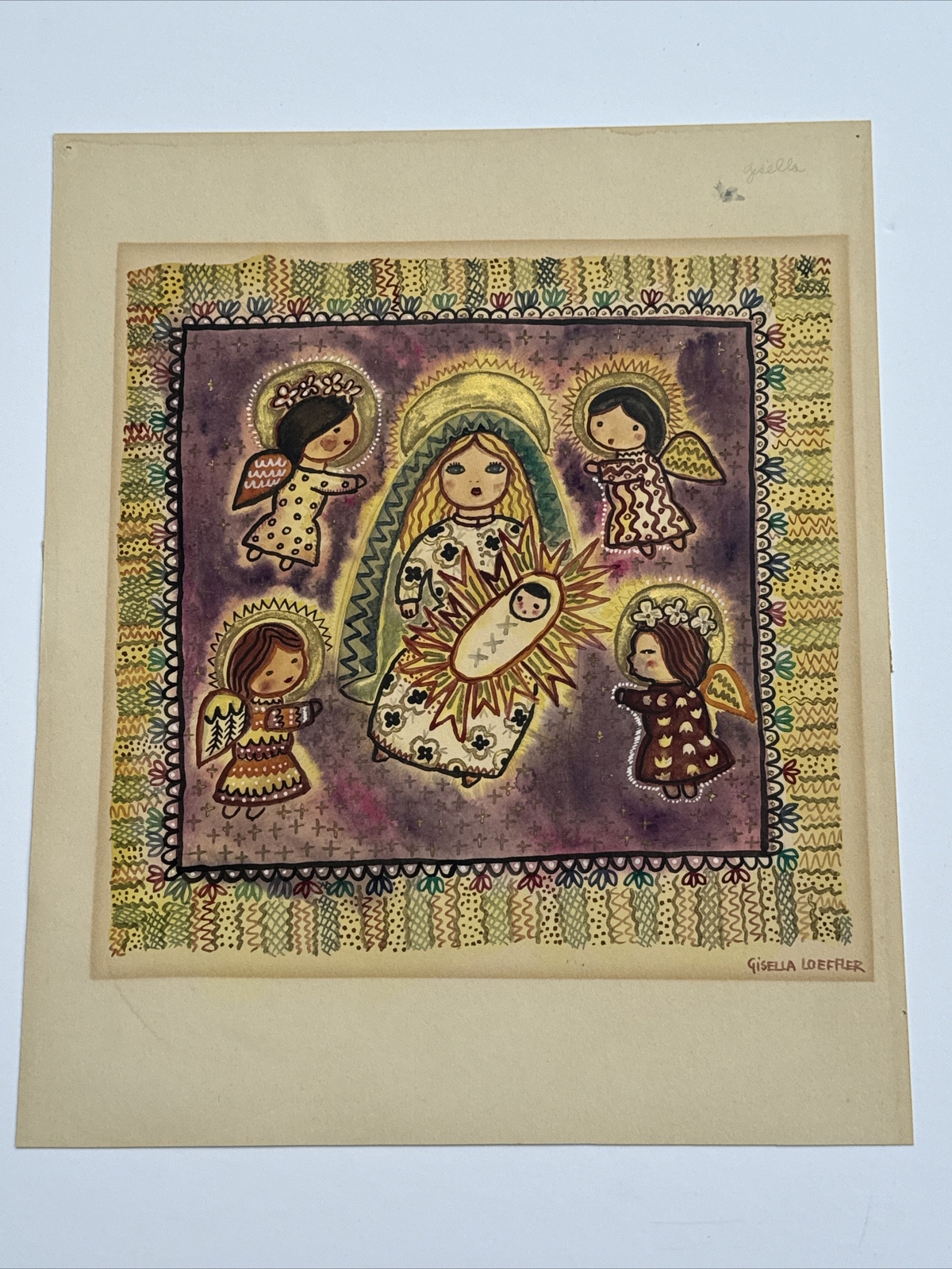 GISELLA LOEFFLER PAINTING 1940’S LISTED FAMOUS MID CENTURY ANGELS ICONIC RARE