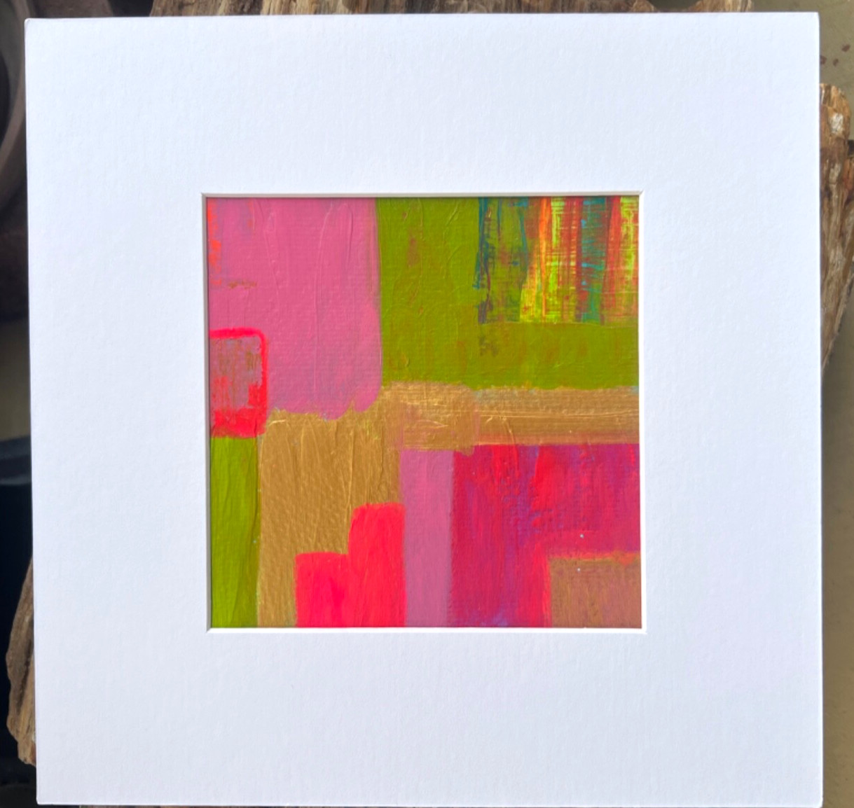 Colorful Abstract Art Modern Painting Acrylic 10″x 10″ Matted Jimarieart