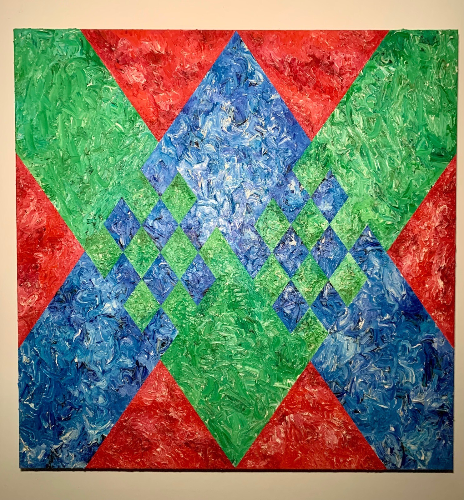 🔥🐇 STEINBERG, ORIGINAL OIL ON CANVAS 36″ X 36″ GEOMETRIC ABSTRACTION 🔥🐇