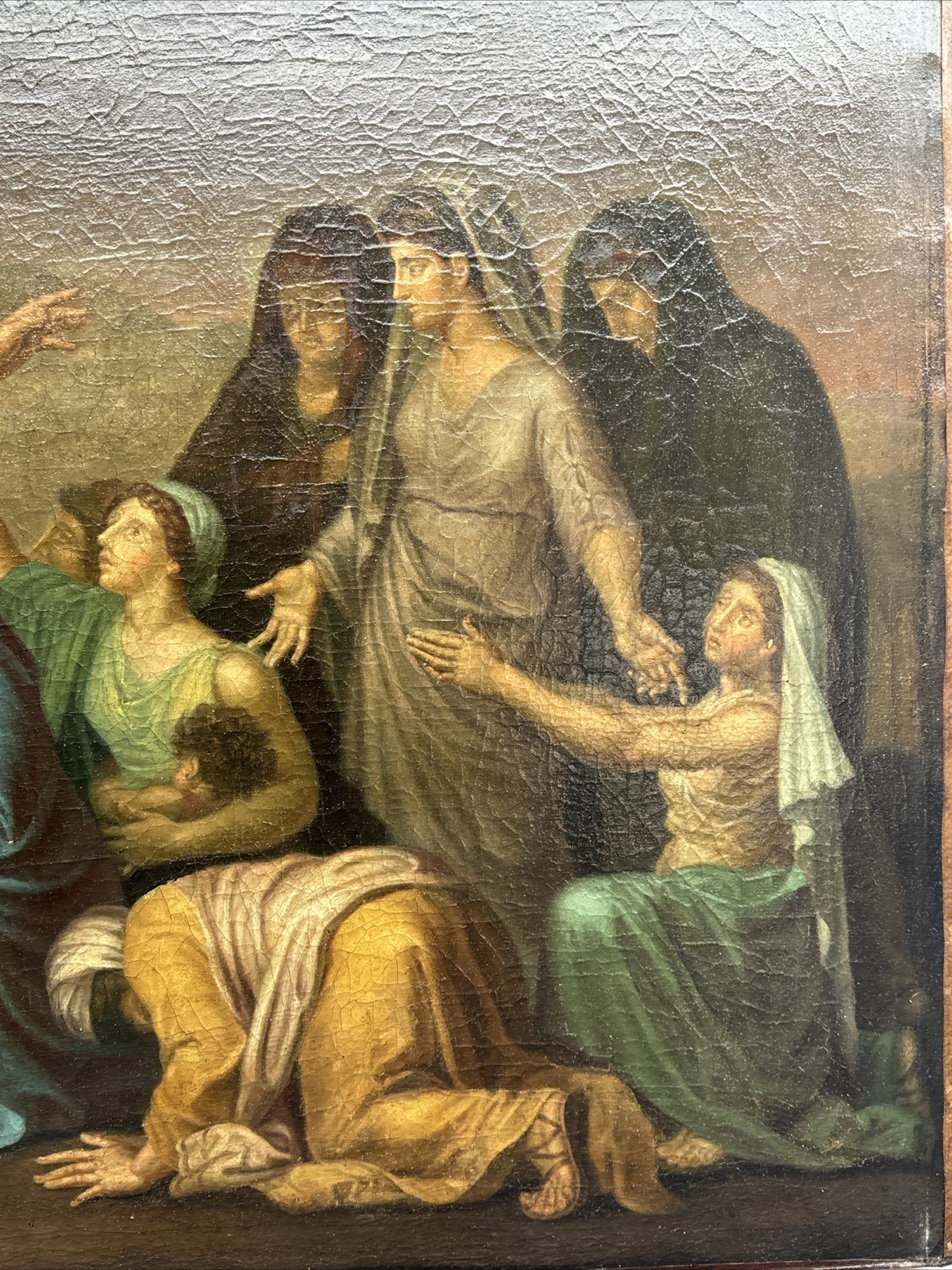 LARGE OLD MASTER PAINTING ANTIQUE ICON RELIGIOUS BIBLICAL RESTORATION PROJECT