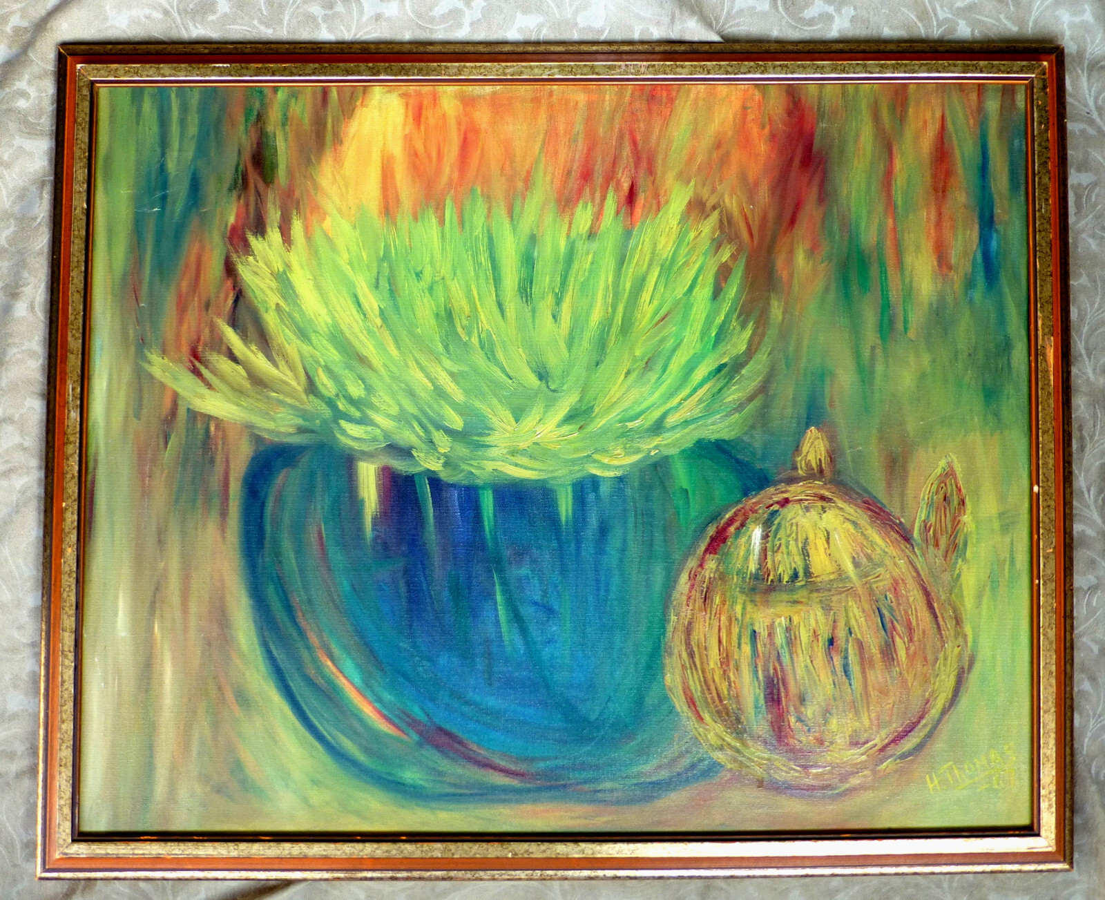 1967 THOMAS CANADIAN MODERNIST SEMI ABSTRACT STILL LIFE OIL PAINTING AMERICAN