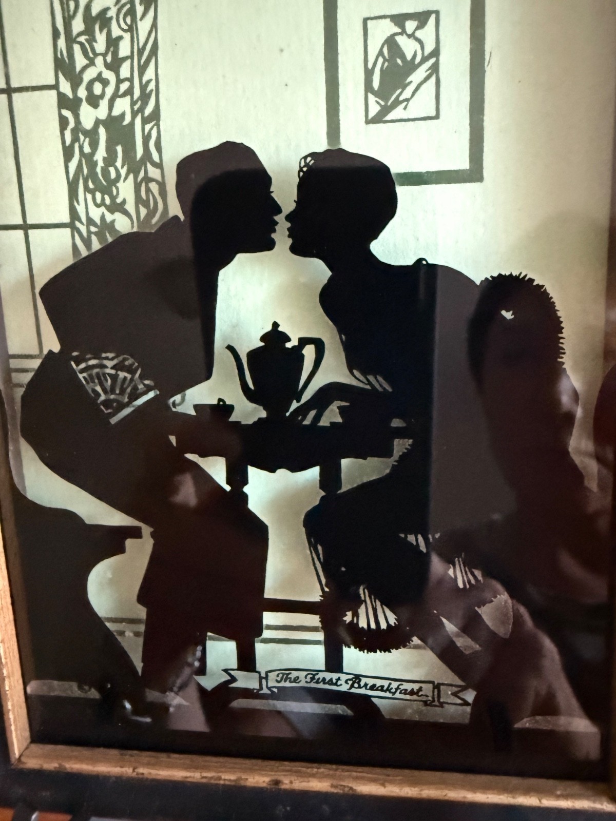 TWO ART DECO Silhouettes Reverse Painted on Glass by BUCKBEE-BREHM 1932