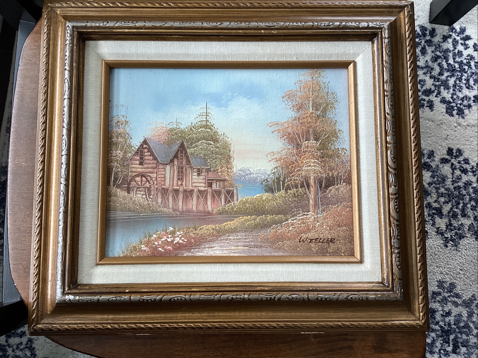 Original Oil Painting W. Zeller Framed 8” x 10” Art Frame 14”x16”