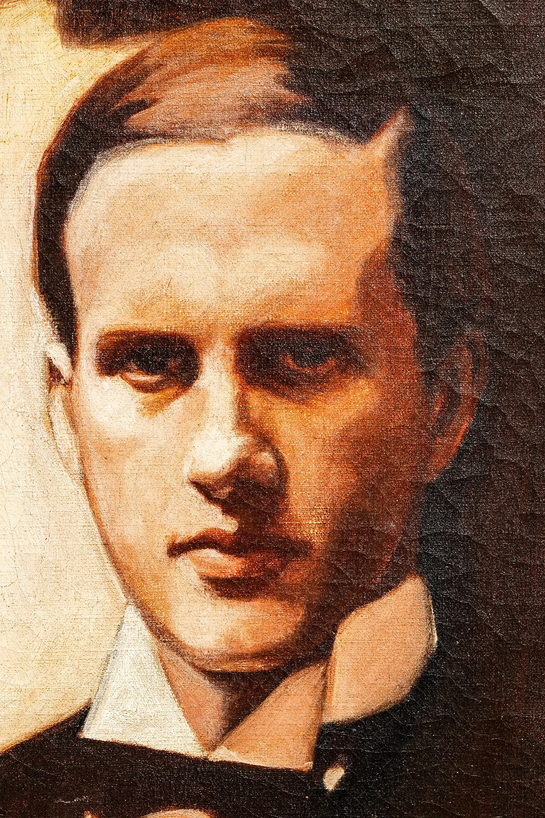 Formal Portrait Antique Framed Oil Painting Man in Tuxedo Fashion