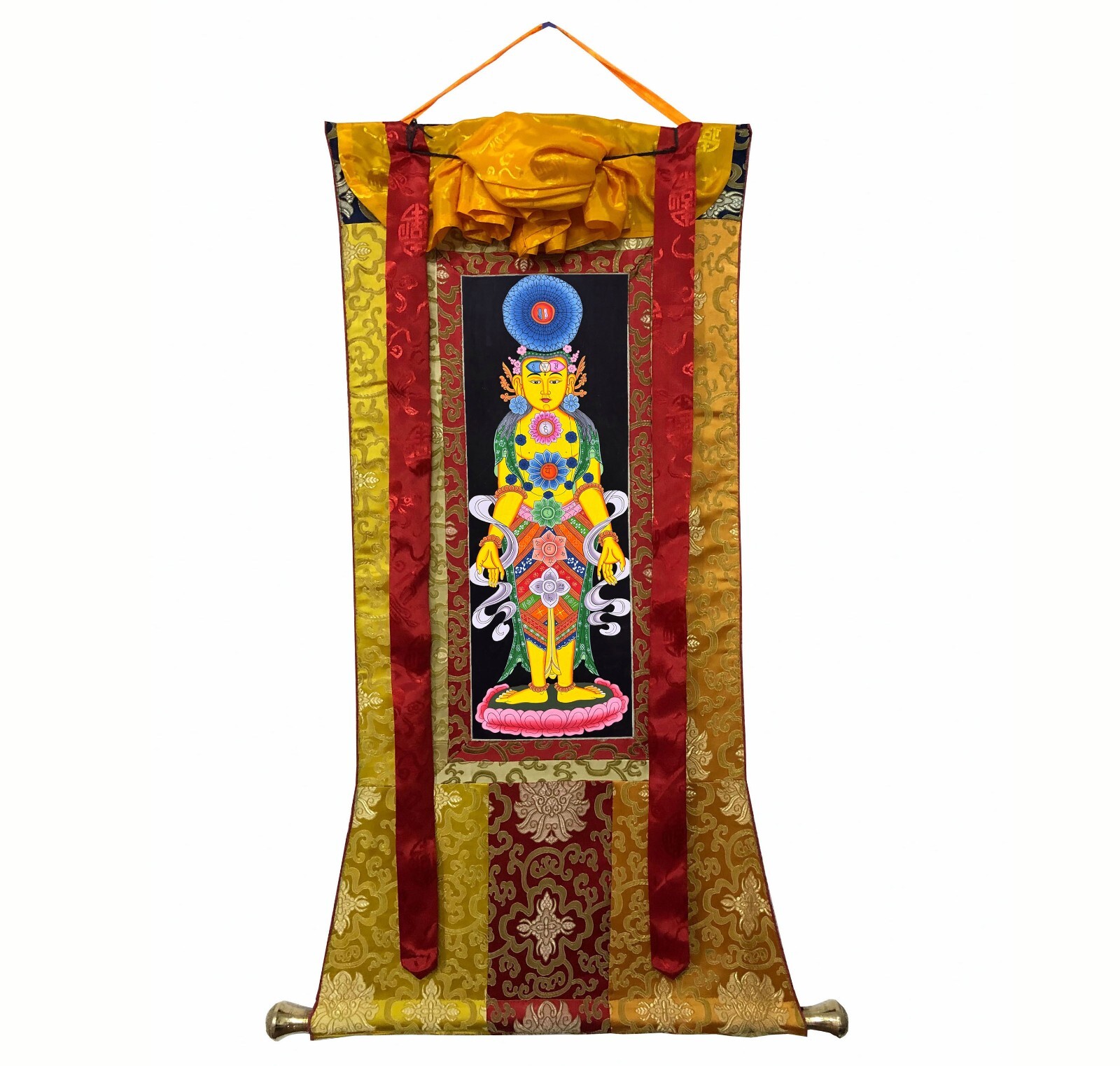 34x24Inch Silk Brocade Seven Chakra Thangka