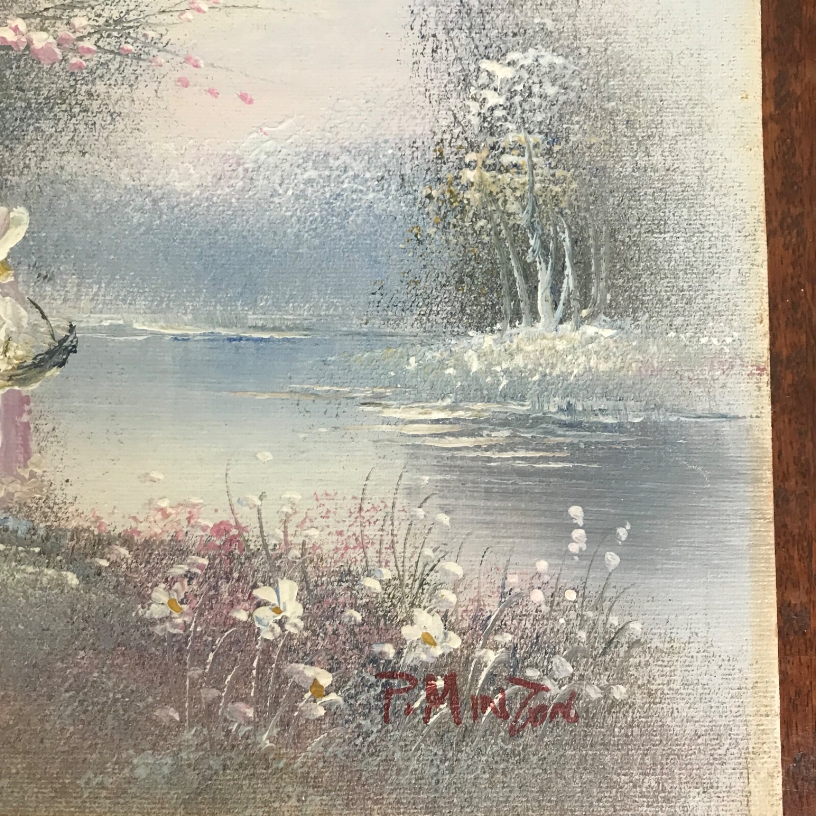 P. Minton Original Impressionist Oil Painting On Canvas Signed Vintage