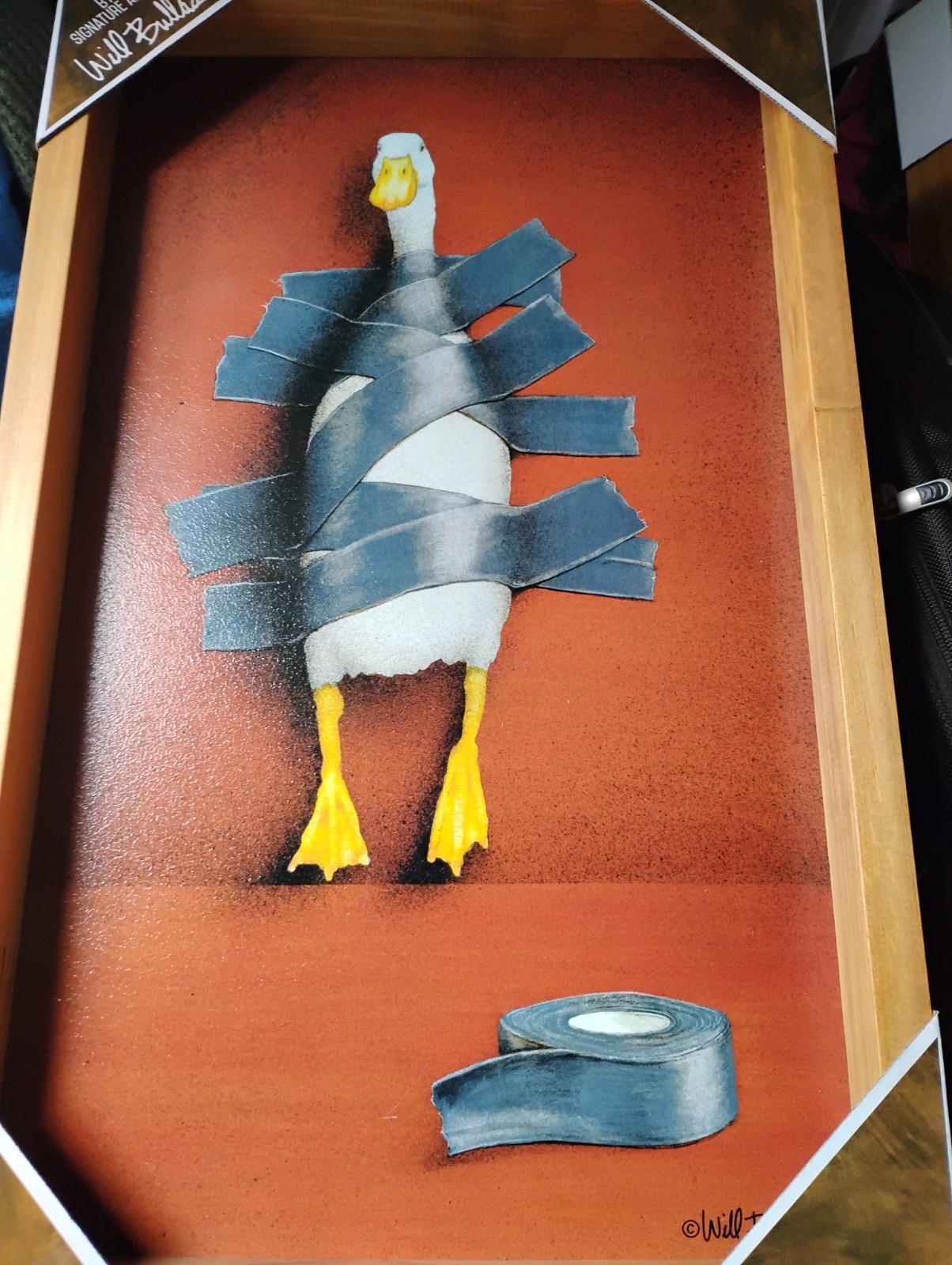 Will Bullas Signed Framed Duck Painting, Contemporary Animals Art, Medium