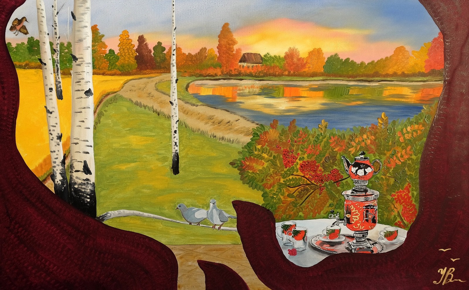 Art, Painting, «Tea» – giclee on canvas 22″ x 30″ by Yelena Berzon