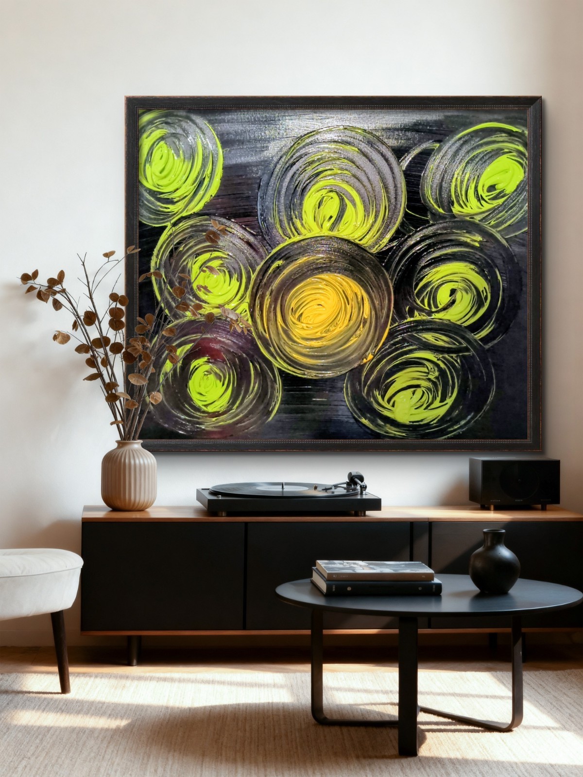 Trey Coppland, Green Light Abstract Acrylic Painting, Medium, 2026 Signed