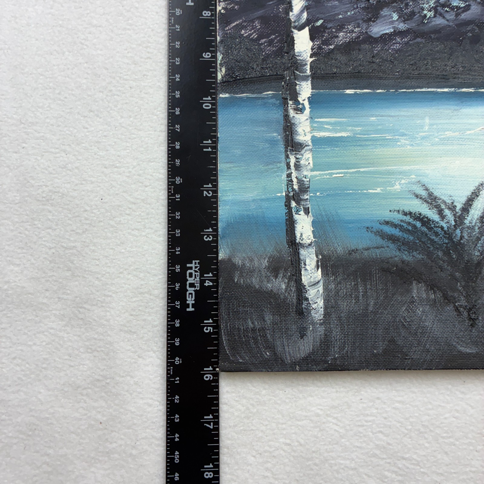 Winter Mountain Lake Original Painted Oil on Canvas Board 20×16 Unframed Signed