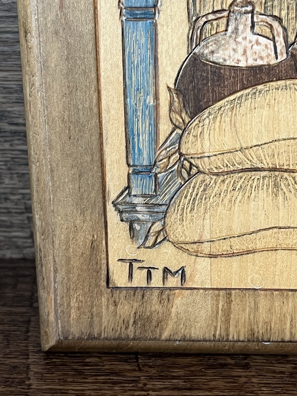 Pyrography Country General Store Wood Burning Handmade Folk Art 16.5″ x 12”