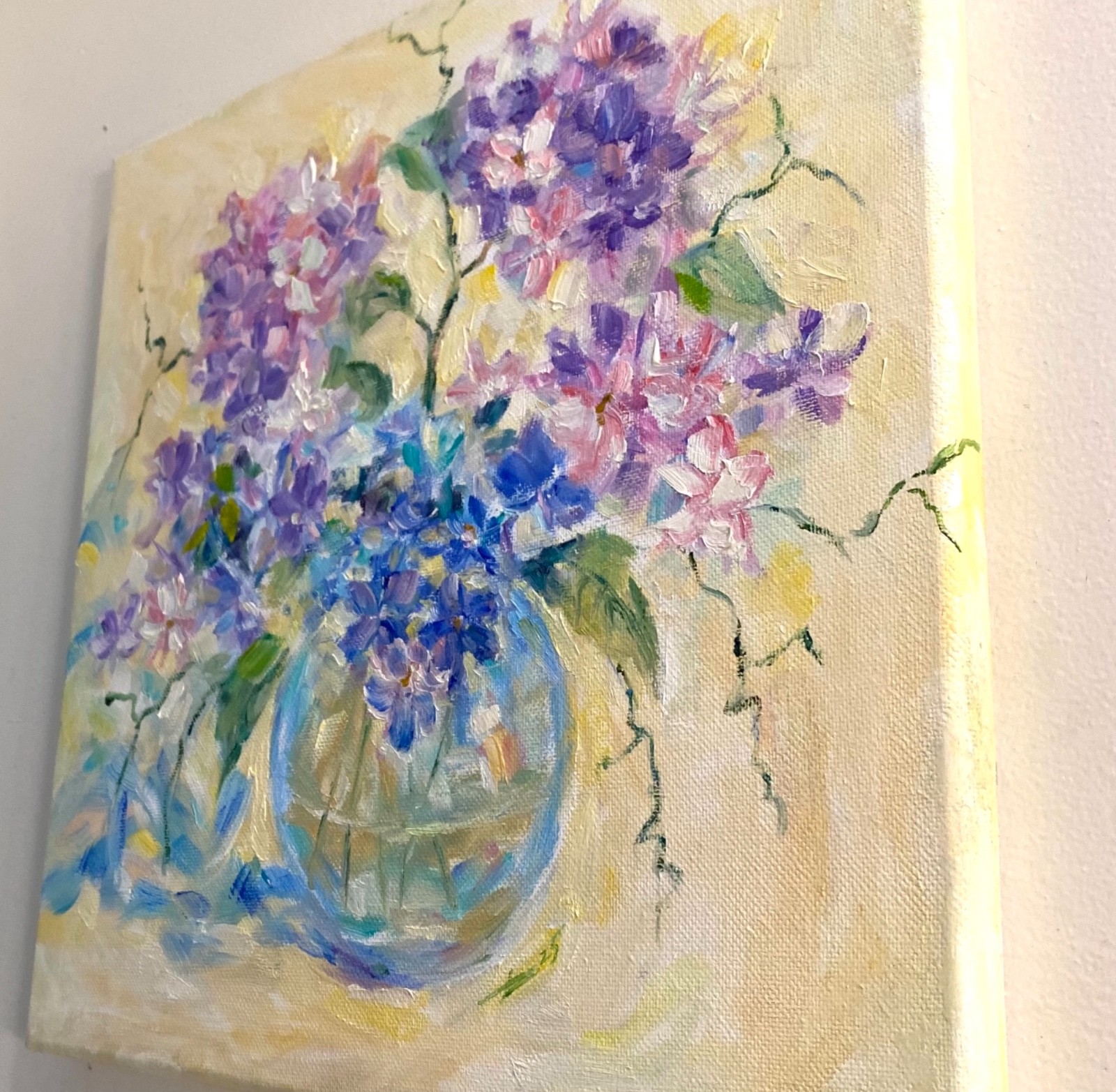 Original Oil Painting Bouquet of Hydrangeas 12×12
