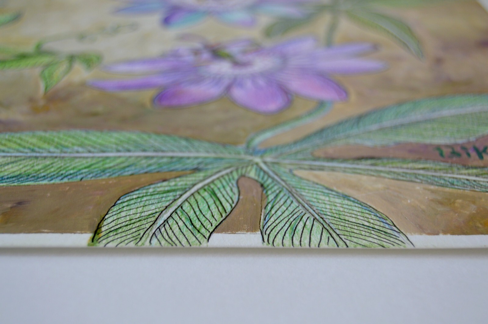 Original Passiflora Flower Painting, Garden Theme, Hand-Painted Unique Artwork