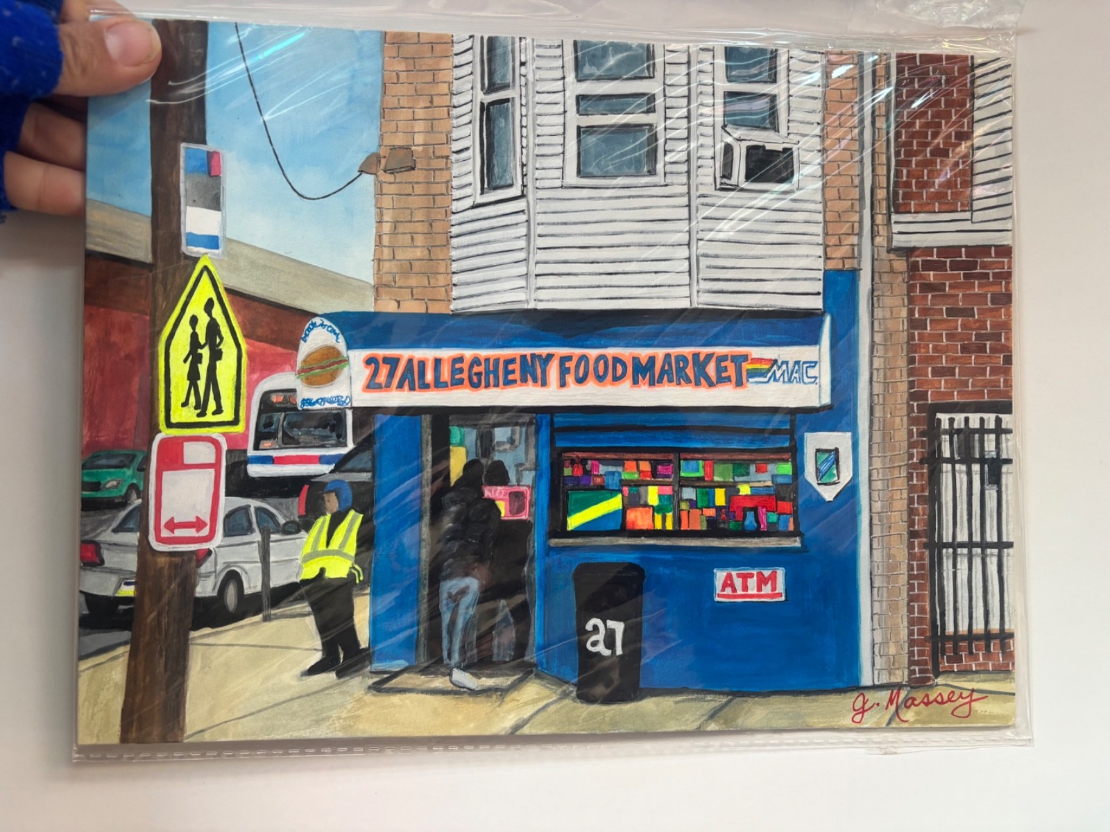 Original Philly Art Painting Gouache on Artboard 9×12 inches Philly Corner Store