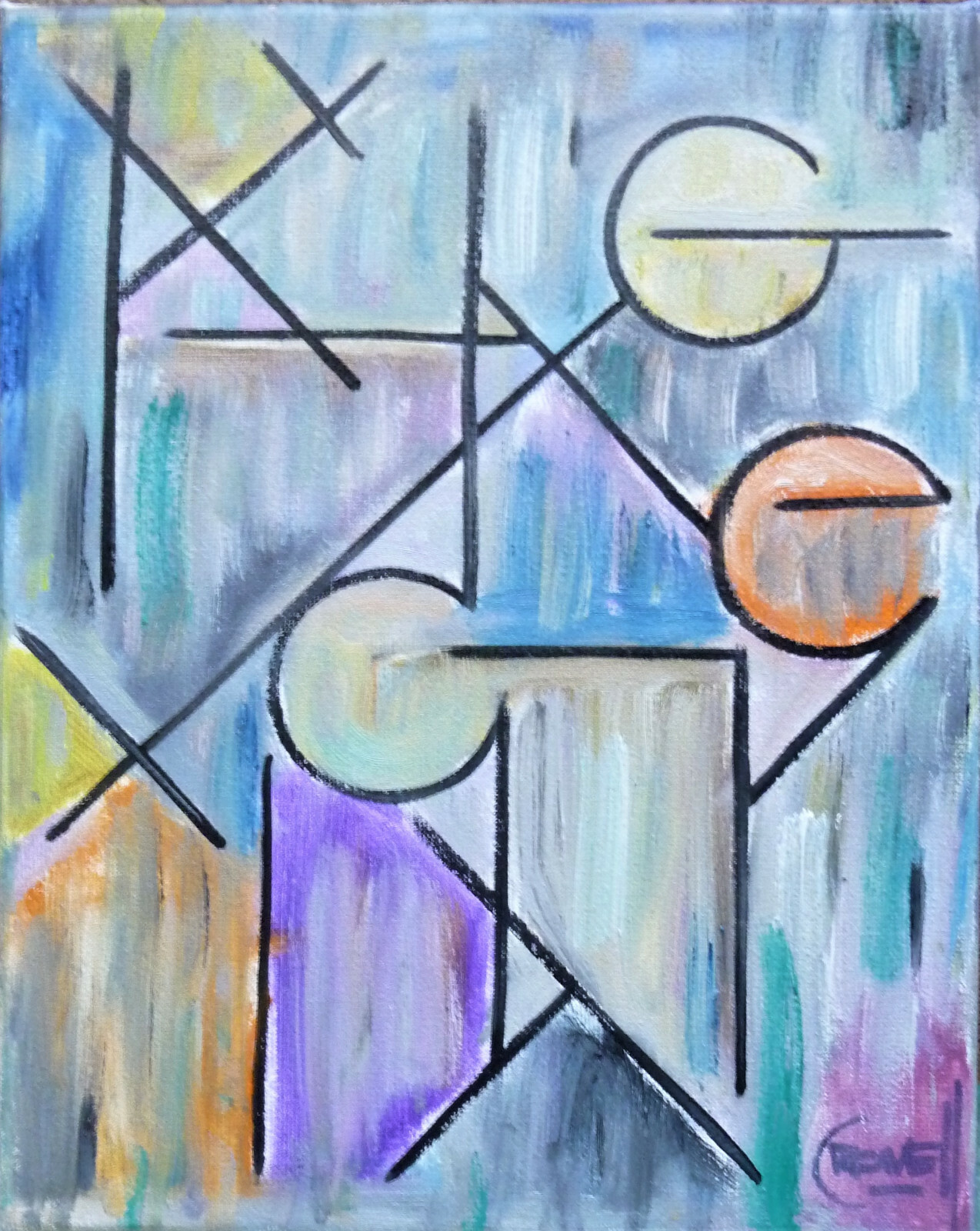 A SURE BET abstract new modern oil painting 8×10 canvas original signed Crowell