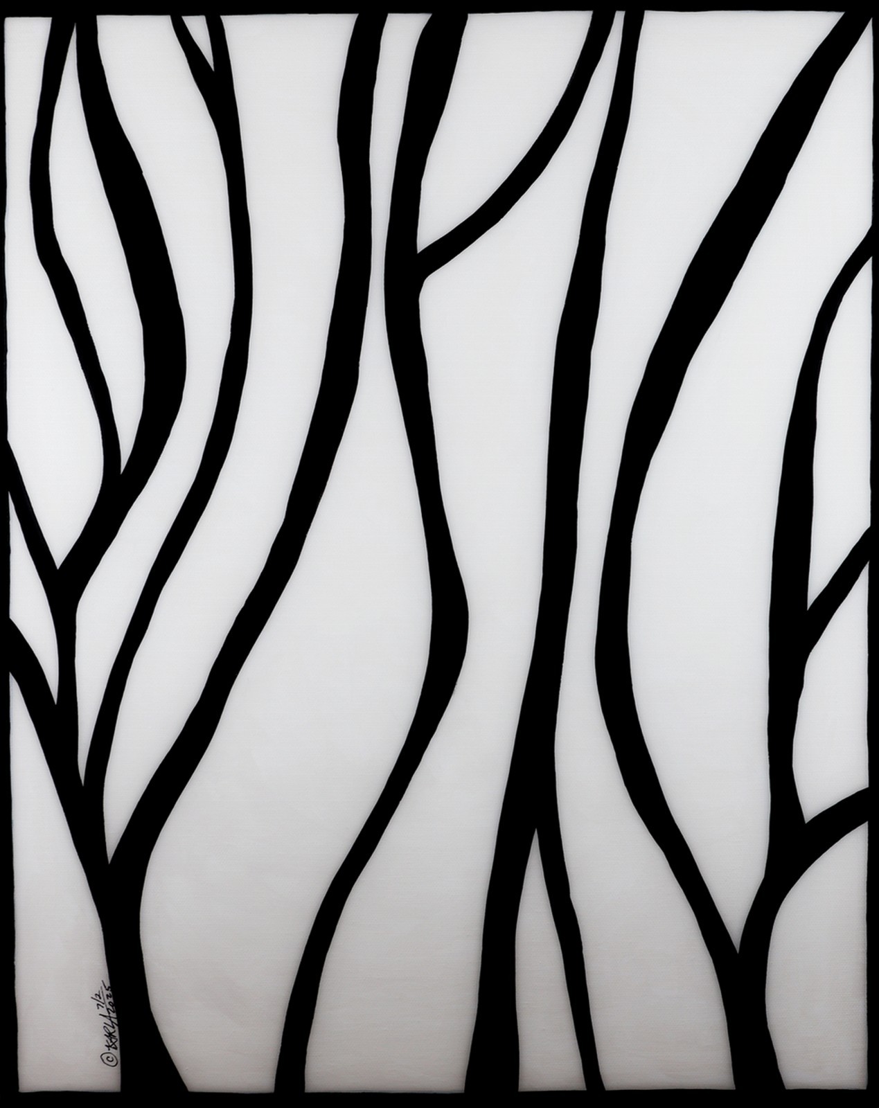 BLACK ON WHITE 16x20x3/4 ORIG CANVAS PAINTING organic boho style Karla Gerard