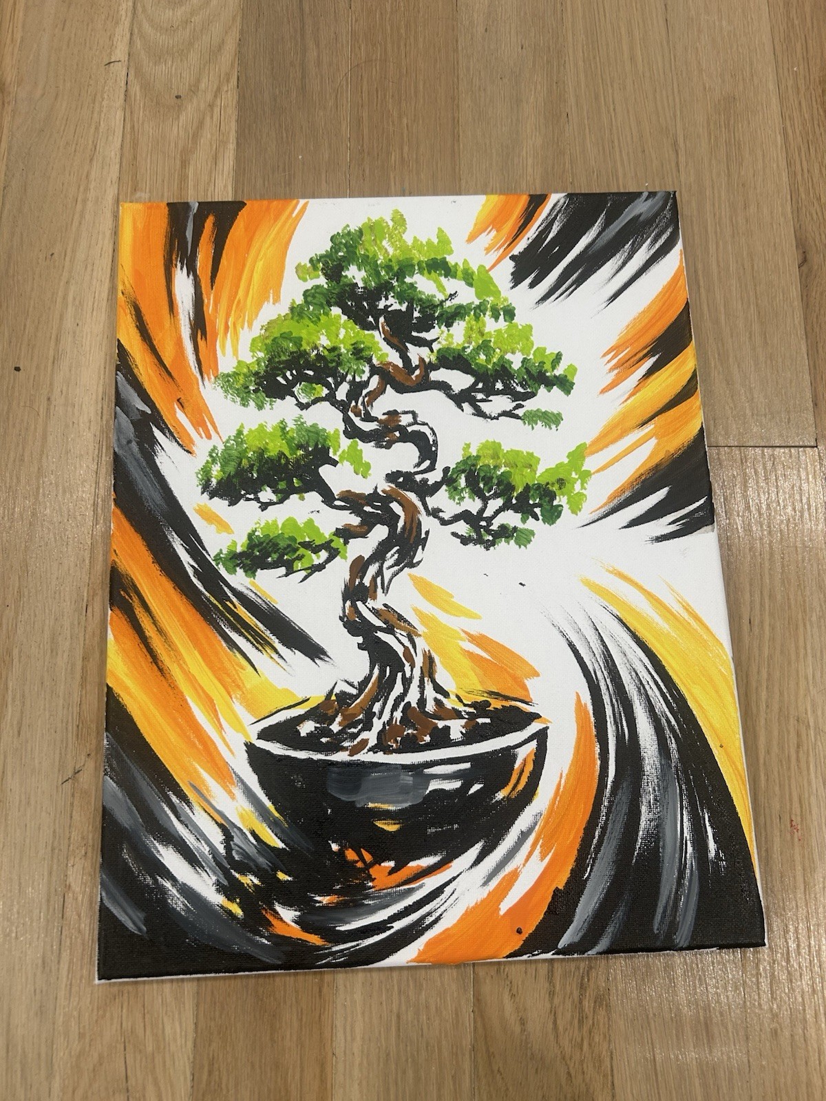 Original Abstract Bonsai Tree Painting 14×11 canvas Modern Artwork Wall Art Home