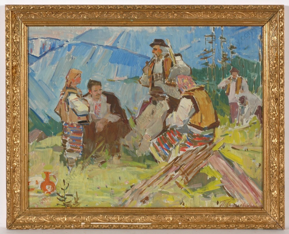 Pavel Singaevski (1922-2000) «Ivan Franko with Guzuls», Oil Painting, 1960 (1)