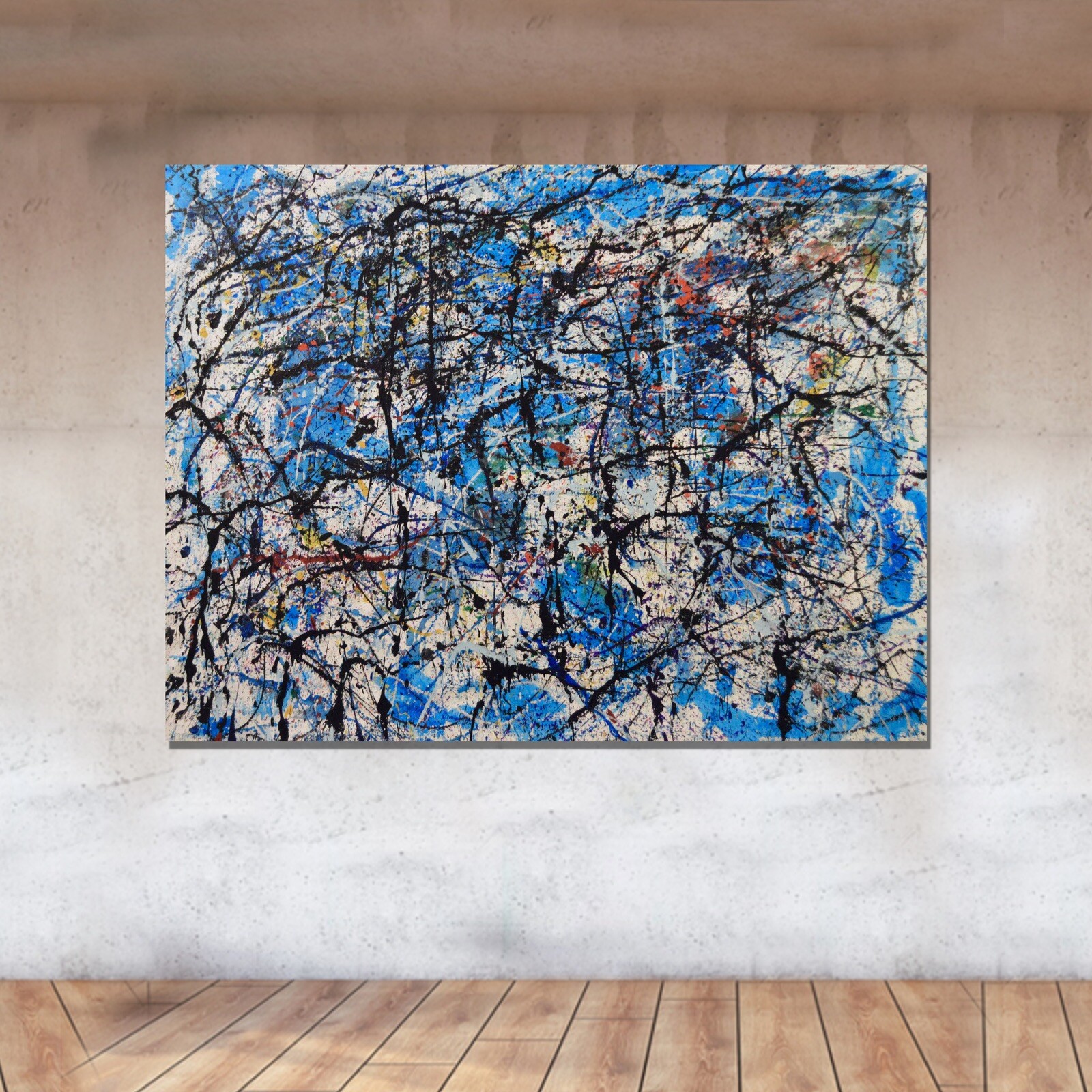 Pollock/Richter style Professional Painting 81” X 62”(6ft 9in)Abstract Modern XL