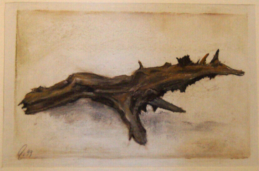 ::FRANZ EHMKE *1928 -2018 GDR PAINTER IMAGE OF A WOODEN PIECE DRIFTWOOD