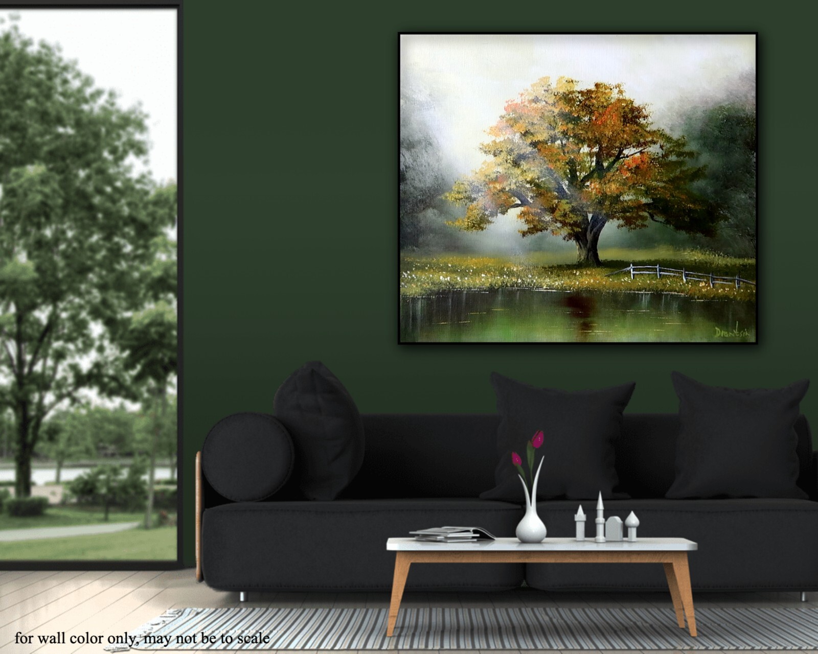 Original Acrylic Landscape Painting 12×14″ OAK TREE IN SUNLIGHT Wall Art