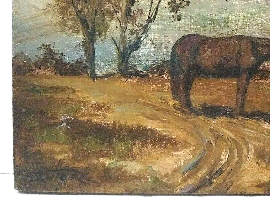 LISTED HUNGARIAN MIKULAS SZEMERE-SMRTNIK Sd ORIG OIL on WOOD FIGURES w/ HORSE