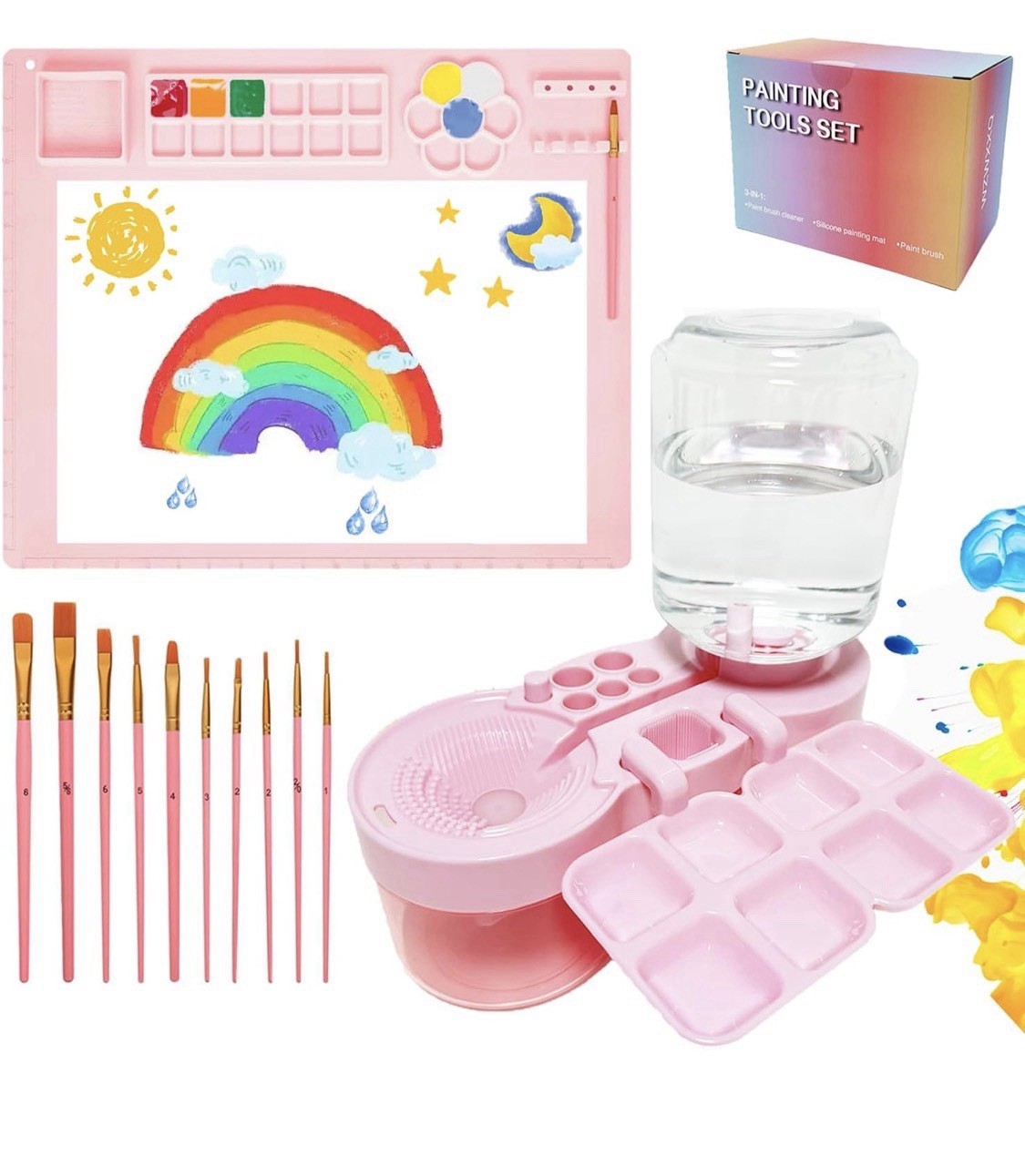 Painting Tools 3 In One Painting Brush Cleaner Silicone Painting Mat