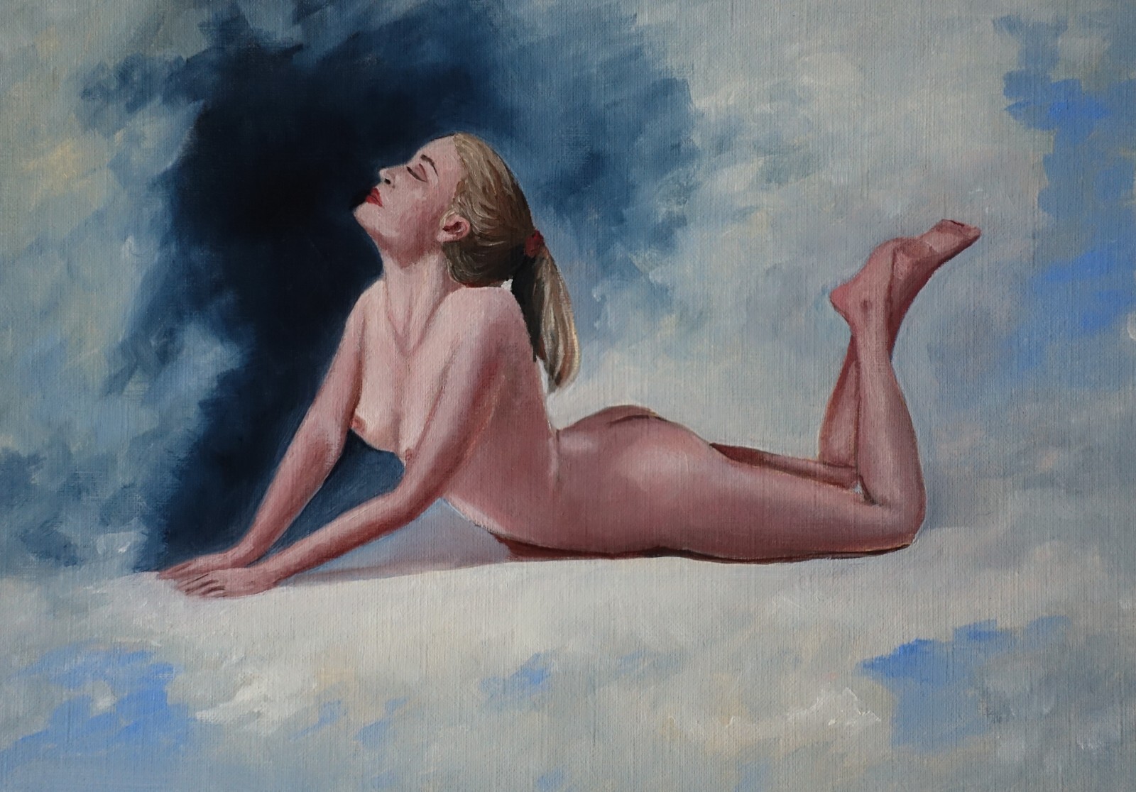 Nude study oil paintings original, female body, beautiful model, 30×21 cm