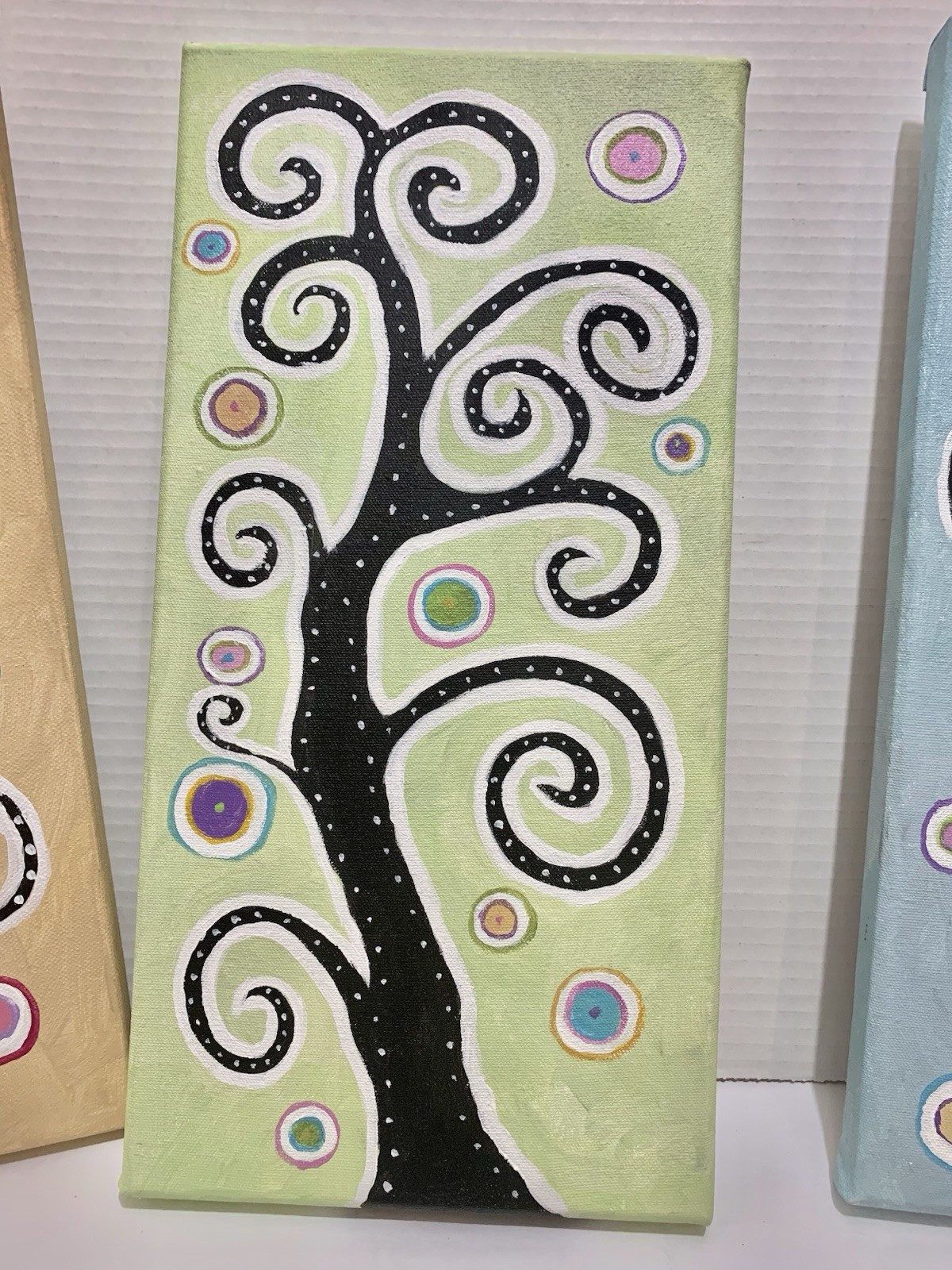 4 Original acrylic on canvas. Local artisan artwork. Owl artwork. Dreamy Unique