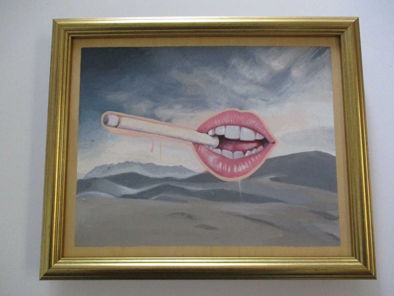 SMALL GEM SURREALIST SURREALISM MODERNISM SMOKING MOUTH DESERT LANDSCAPE LIPS