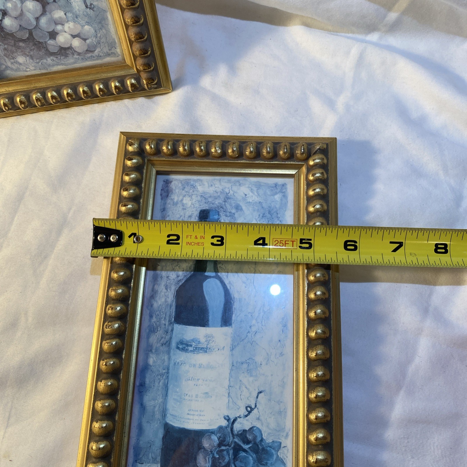 Signed Olson’s Wine Pair Paintings In Gold Tone Frame 11.5” X 5.5”