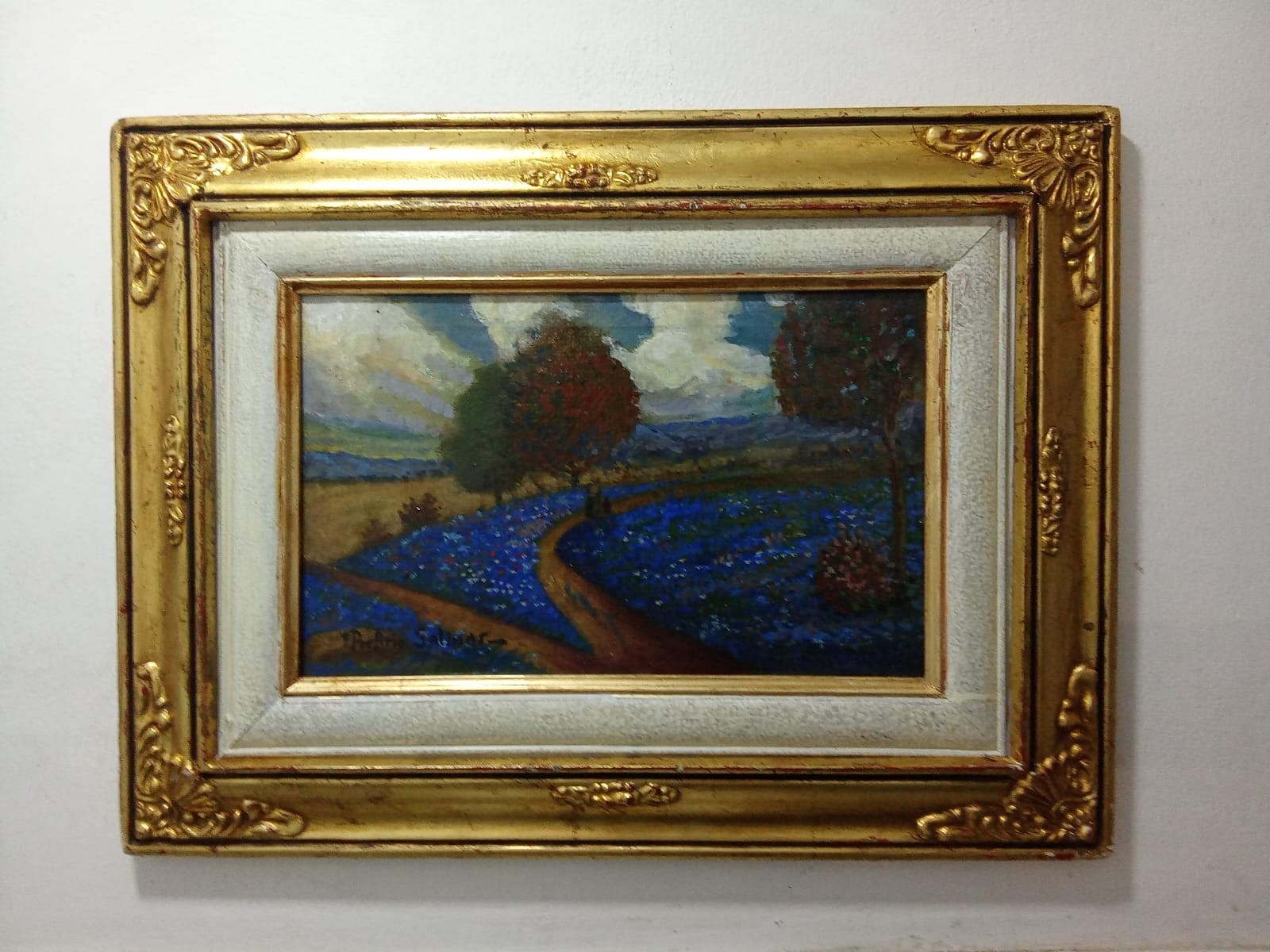 American Texas Master Porfirio Salinas (1910 – 1973) – «Bluebonnets» Oil canvas