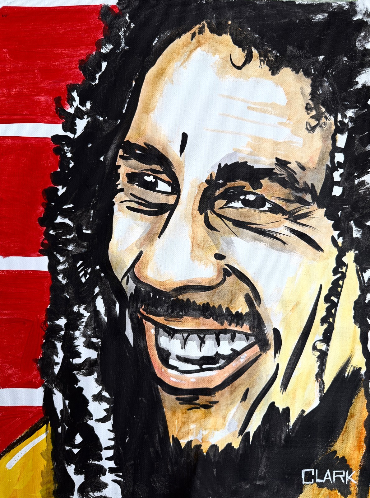 Vibrant Bob Marley Pop Art Acrylic Painting – 16×12″ Canvas Paper