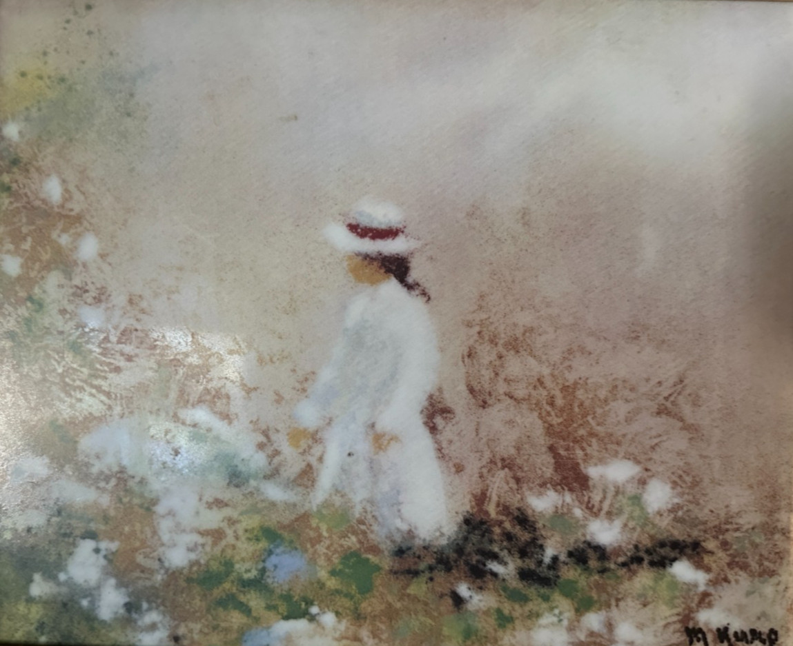 Max Karp “Lily” Enamel on Porcelain LE # 109/112 Framed 13″ x 15″ Impressionist