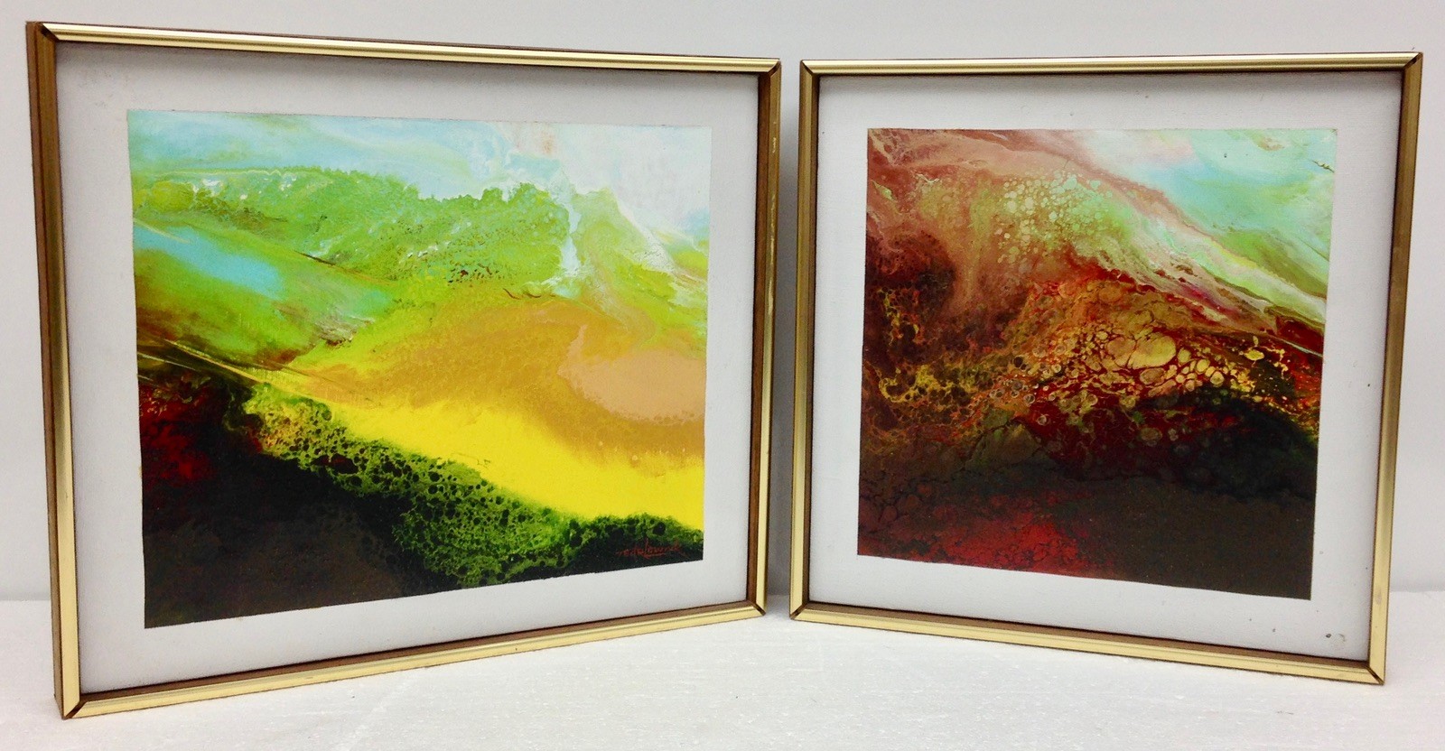 Vintage Ted R. Lownik Signed Authentic Abstract Art 15×13″ Framed Painting
