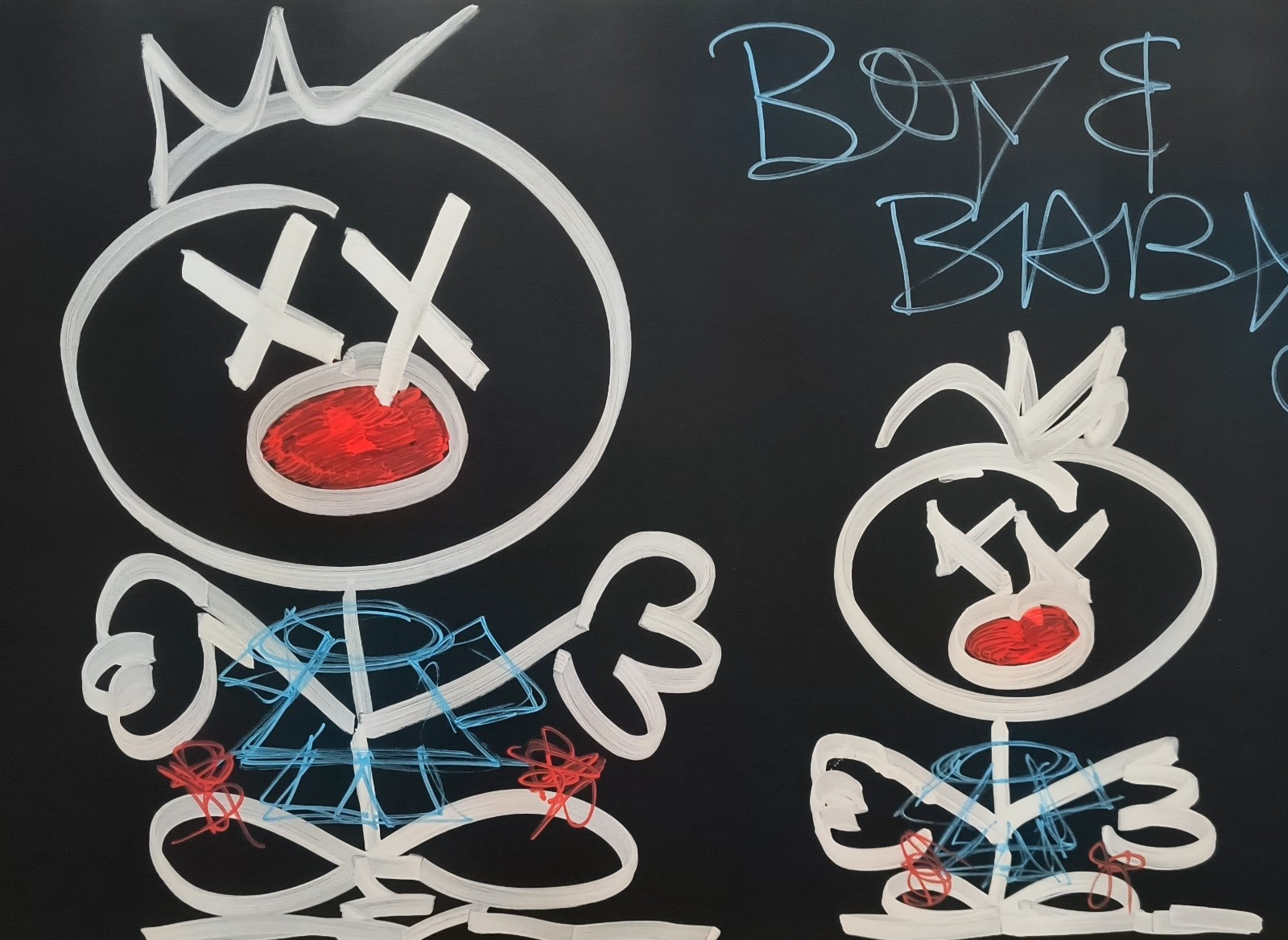 Trey Coppland, Boy n Baby Contemporary Graffiti Painting,20+30 inch, signed