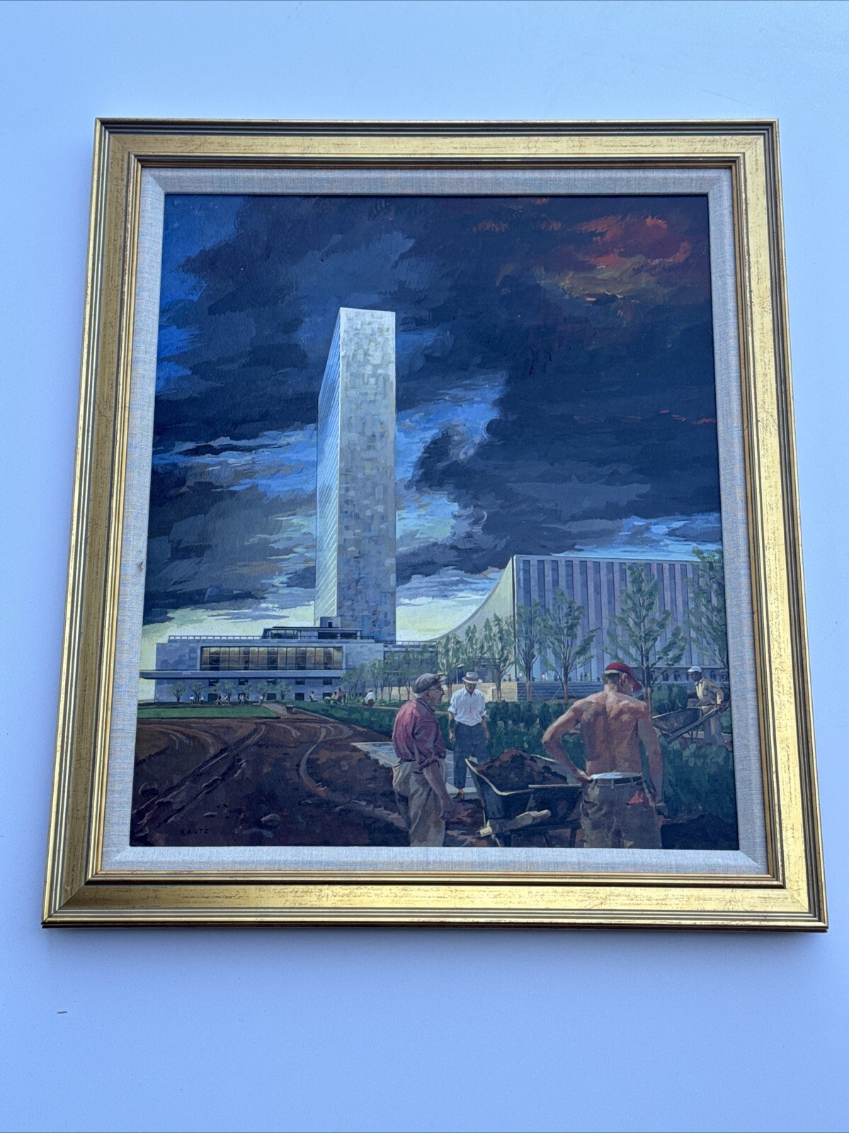 INDUSTRIAL CITY PAINTING URBAN CONSTRUCTION ILLUSTRATION REGIONALISM WORKERS