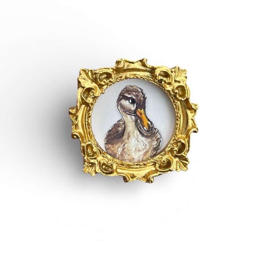 TEENY MINI • Lady Mallard Duck 🦆 watercolor bird print in TINY ornate frame