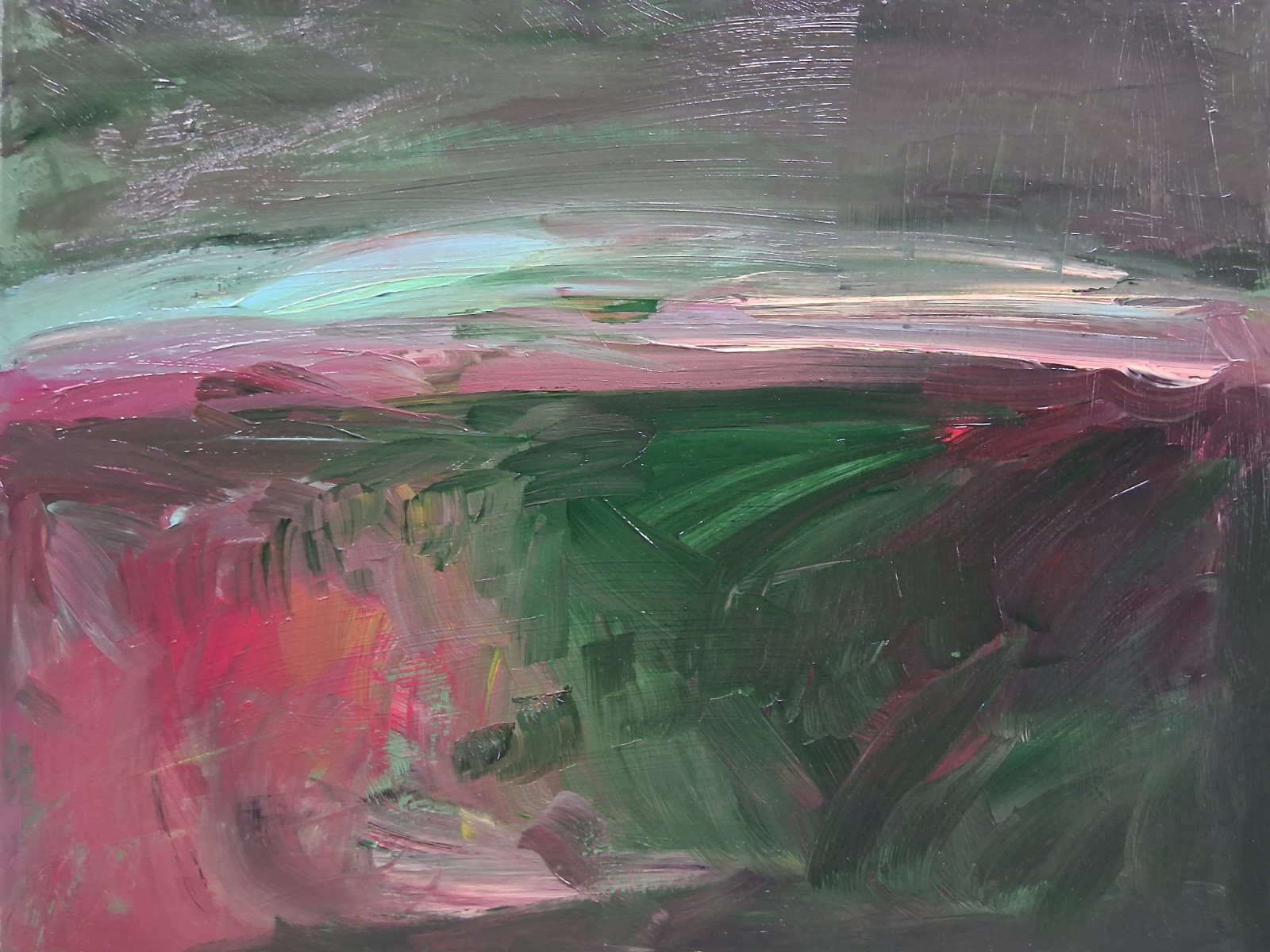 Original Art Acrylic Abstract Landscape 16″ x 20″ Canvas Last Light End Of Day