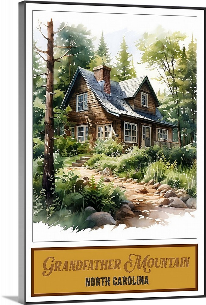 Grandfather Mountain NC Cabin in Wilderness Art Canvas Wrap Or Poster art