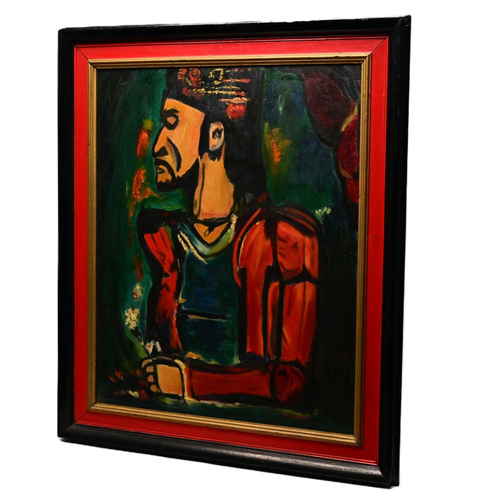 COOPER Original Vintage Signed Georges Rouault Old King Portrait Oil Painting