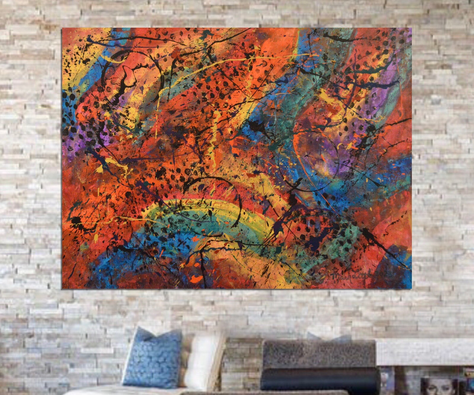 Jackson Pollock style￼ Profession￼al Painting 81” X 62”(6ft 9in)Abstract Modern