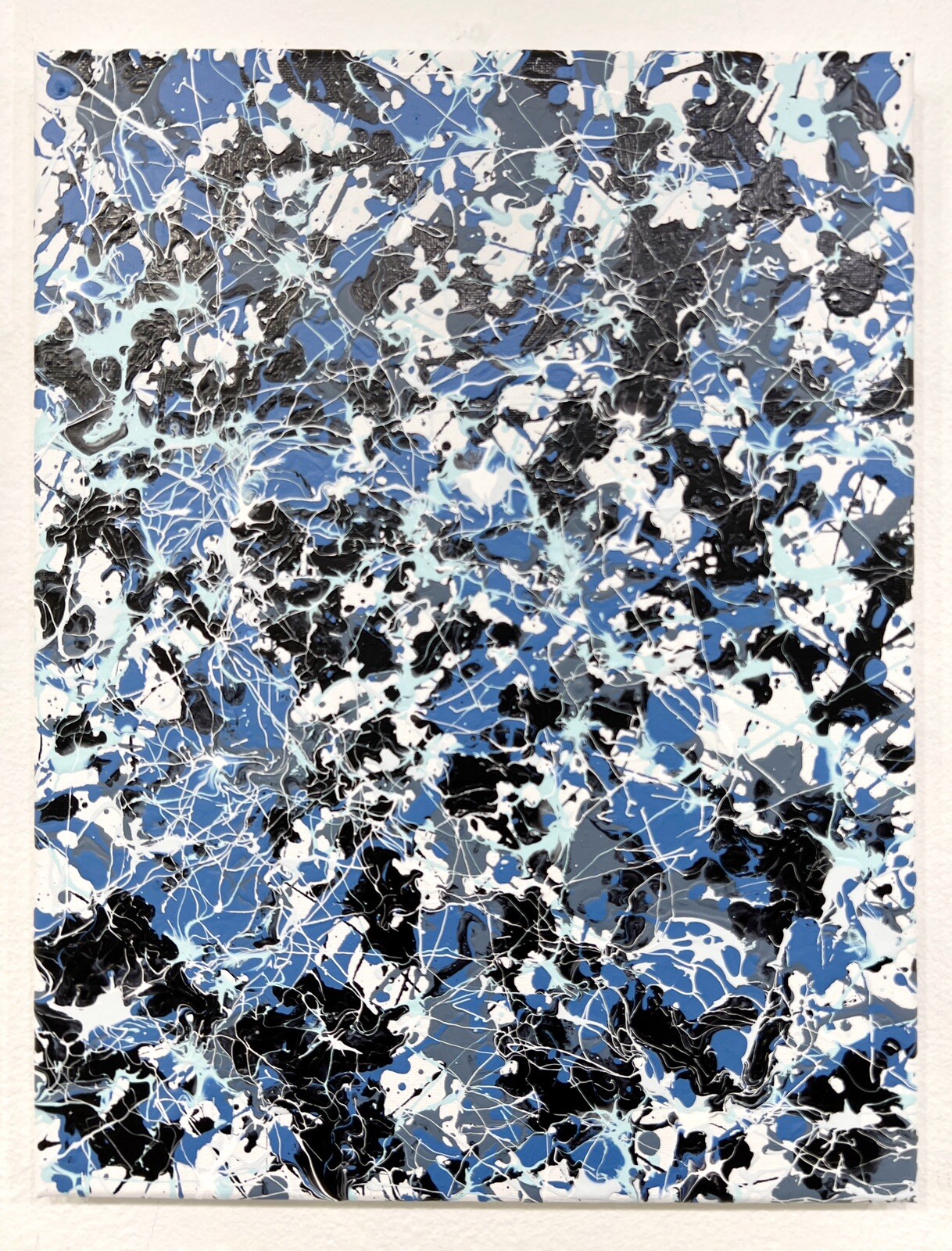 Original Artwork Acrylic on Modern Canvas Painting Abstract Art Blue Drip